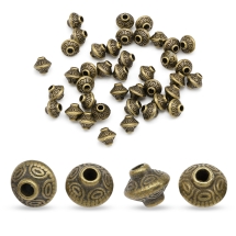 Бусины-Разделители из Сплава Биконус, Бронза, 5.4х6.3мм, Отверстие 1мм, (УТ100021066)