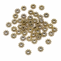 Намистини-Роздільники Металеві, Квітка, Колір: Античне Золото, Розмір: 9х3мм, Отвір 3мм, (УТ100021081)