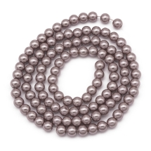 Жемчуг Бусины Стекло 8мм, Глянцевые, Круглые, Цвет: Розово-коричневый, Диаметр: 8мм, Отв-тие 1мм, около 105шт/81см/нить, (УТ100021086)