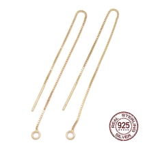 Серебро 925 Основа под Серьги - Пусеты с Цепочкой, Швензы - Протяжки, Позолота 18К, 68-70х0.65мм, Отверстие 1-2мм, (УТ100021132)