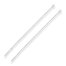 Серебро 925 Фурнитура для Сережек, Основа под Серьги - Пусеты с Цепочкой, Швензы - Протяжки, Родиевое Покрытие, 70-72х0.6мм, Штифт 0.6мм, (УТ100021134)