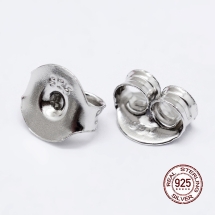 Серебро 925 Заглушки Родиевое Покрытие, Платина, 6х6.5х3.5мм, Отверстие 1мм, (УТ100021140)