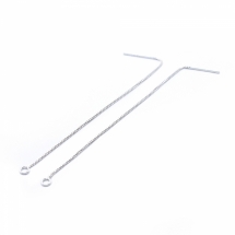 Срібло 925 Основа під Сережки - Пусети з Ланцюжком, Швензи - Протяжки, 80х1мм, Штифт 0.8мм, Отвір 1мм, (УТ100021152)