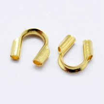 Серебро 925 Зажим Протектор для Проволоки и Тросика, Позолота 18К, 5х5х2мм, Ответстие 0.6мм, (УТ100021191)