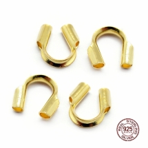 Серебро 925 Зажим Протектор для Проволоки и Тросика, Позолота 18К, 4.5х4х1мм, Ответстие 0.6мм, (УТ100021203)