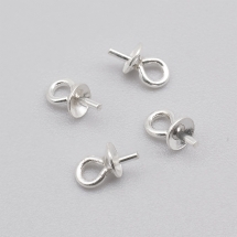 Серебро 925 Держатель с Шапочкой под Бусину с Полуотверстием, 7х3мм, Пин 0.6мм, Отверстие 1.5мм, (УТ100021205)