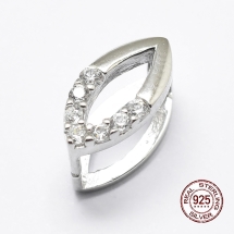 Серебро 925 Держатель с Фианитами для Подвесок и Кулонов, Родиевое Покрытие, Конский Глаз, 11х5.5х7.5мм, (УТ100021211)