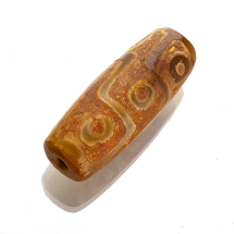 Намистини Натуральний Агат Дзи, 9 Очей, Рис, Пофарбовані, Колір: Кораловий, Розмір: 29 ~ 30-х 9 ~ 11мм, Отвір 2.5 ~ 3 мм, (УТ100021455)