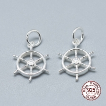 Серебро 925 Подвеска Кулон Штурвал с Колечком, 16х12х2мм, Отверстие 4мм, (УТ100021510)