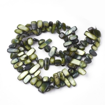 Бусины Речной Перламутр Самородок, Окрашенные, Оливковый, 6-25x4-14x3-7мм, Отверстие 1мм, около 96-100шт/80см/нить, (УТ100021534)