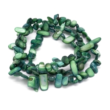 Бусины Речной Перламутр Самородок, Окрашенные, Темно-Зеленый, 6-25x4-14x3-7мм, Отверстие 1мм, около 96-100шт/80см/нить, (УТ100021536)