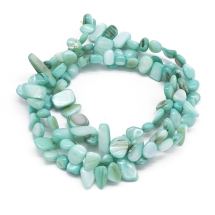 Бусины Речной Перламутр Самородок, Окрашенные, Бирюзовый, 6-25x4-14x3-7мм, Отверстие 1мм, около 96-100шт/80см/нить, (УТ100021537)