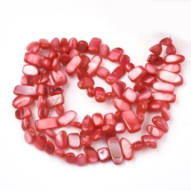 Бусины Речной Перламутр Самородок, Окрашенные, Вишневый, 6-25x4-14x3-7мм, Отверстие 1мм, около 96-100шт/80см/нить, (УТ100021539)