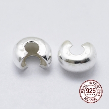 Серебро 925 Бусины-Крышки Кримпов (Стопперов) Полукруглые, 4х5х2.5мм, (УТ100021574)