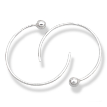 Серебро 925 Швензы Полукольца, Основы для Сережек, 20х20мм, Шарик 3мм, Пин 0.8мм, (УТ100021628)