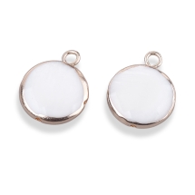 Кулон Подвеска Натуральный Пресноводный Белый Перламутр Круглый, Фурнитура Латунь, Золото, 16-16.5x13x5мм, Ответстие 2мм, (УТ100021810)