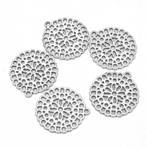 Кулон Цветок, Металл, Круглый, Плоский, Цвет: Античное Серебро, Размер: 30x1мм, Отверстие 1.5мм, (УТ100020724)