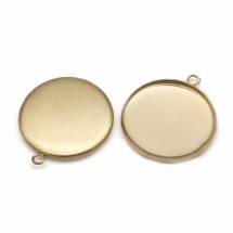 Кулон-Сеттинг Круглый под Кабошон, Нержавеющая Сталь, Золото, 20мм, Отверстие 1.8мм, (УТ100021835)