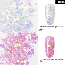 Блестки для Дизайна Ногтей Фотохромные, Размер: Микс, Цвет: Фуксия, около 1г/баночка, (УТ100021881)