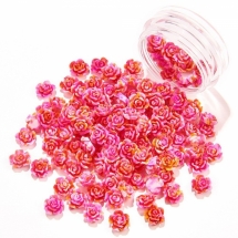 Кабошоны, Цветок, для Декора Ногтей, Размер: 6~6.5x6~6.5x3~3.5мм, Цвет: Горячий Розовый, около 10шт/баночка, (УТ100021912)