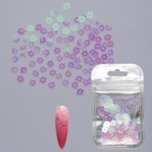 Конфетті Фігурні для нігтів, Квіточки, Розмір: 7х6х0.2мм, Колір: Рожевий, близько 2 г / уп, (УТ100021945)