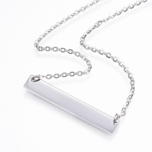 Ожерелье из Нержавеющей Стали, с Кулоном Бар, Цвет: Стали, Размер: Цепь 45см, Кулон: 32x5x1мм, (УТ100022126)