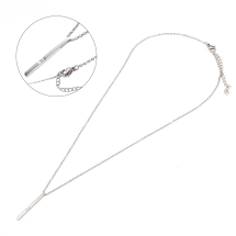 Ожерелье Цепочка с Кулоном Бар из Нержавеющей Стали с Фианитами,  45см, (УТ100022200)