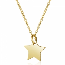 Ожерелье с Кулоном, Нержавеющая Сталь, Звезда, Цвет: Золото, Размер: Цепь 40см, Кулон: 11x11.5x1мм, (УТ100022221)