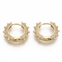 Серьги-кольца, Латунь + Фианиты, Покрытие Золото 16К, Размер: 19x22x4мм, Штифт: 1х1.2мм, (УТ100022231)