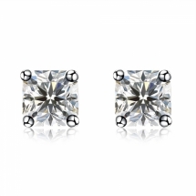 Срібло 925 Сережки-Пусети з фіанітами, Прозорі, Квадратні, Розмір: 6x6мм, (УТ100022261)