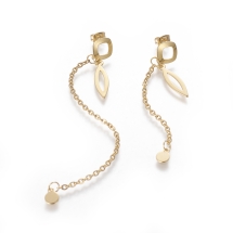 Серьги Пусеты, Нержавеющая Сталь, Цепочка с Подвеской, Асимметричные, Цвет: Золото, Размер: 50мм и 90мм, Штифт: 0.6мм, (УТ100022335)