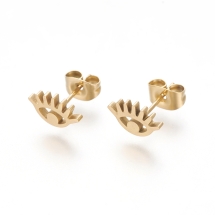 Серьги Пусеты, Нержавеющая Сталь, Глаз, Цвет: Золото, Размер: 7x10мм, Штифт: 1мм, (УТ100022348)