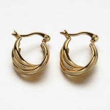 Серьги-кольца, Нержавеющая Сталь, Овал, Цвет: Золото, Размер: 19x15x8мм, Штифт: 1x0,5мм, (УТ100022357)