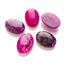 Кабошоны Натуральный Агат Вены Дракона, Окрашенные, Овальные, Темно-розовый, 24.5x17x6мм (УТ100022367)