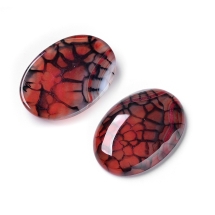 Кабошоны Натуральный Агат Вены Дракона, Окрашенные, Овальные, Кирпичный, 35x25x6.5мм (УТ100022369)