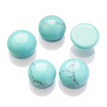 Кабошоны Синтетическая Бирюза, Полукруглые, Цвет: Бирюзовый, Размер: 12x5мм (УТ100022408)