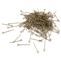 Пины с Колечком, Латунь, Цвет: Бронза, Размер: 20х0.7мм, Отв-тие 2мм, 50г/около 700шт, (УТ100022550)