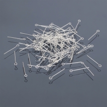 Пины с Колечком, Латунь, Серебро, 20х0.7мм, Отв-тие 2мм, около 700шт/50г, (УТ100022552)