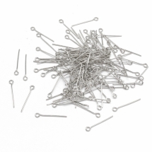 Пины с Колечком, Латунь, Платина, 20х0.7мм, Отв-тие 2мм, около 700шт/50г, (УТ100022553)