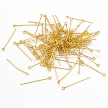 Пины с Колечком, Латунь, Золото, 30х0.7мм, Отв-тие 2мм, около 400шт/50г, (УТ100022554)