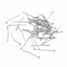 Пины с Колечком, Латунь, Платина, 30х0.7мм, Отв-тие 2мм, около 400шт/50г, (УТ100022555)