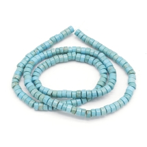 Бусины Натуральный Говлит, На нитях, Круглые-Плоские, Окрашенные, Цвет: Бирюзовый, Размер: 4х2мм, Отверстие 0.7мм, около 152шт/37см/нить, (УТ100022638)