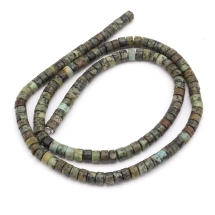 Бусины Натуральная Африканская Бирюза, на нитях, Круглые-Плоские, Цвет: Коричнево-зеленый, Размер: 4х2мм, Отверстие 0.7мм, около 146шт/37см/нить, (УТ100022639)
