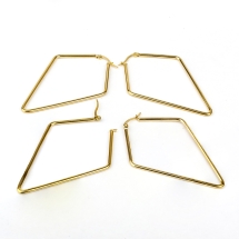 Серьги-кольца, Нержавеющая Сталь, Ромб, Цвет: Золото, Размер: 67x43x2мм, Штифт: 1мм, (УТ100022647)