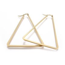 Серьги-кольца, Нержавеющая Сталь, Треугольник, Цвет: Золото, Размер: 67~68x58x2мм, Штифт: 0.8мм, (УТ100022657)