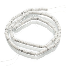 Намистини Натуральний Говліт, На нитках, Круглі-плоскі, Колір: Білий, Розмір: 3.8 ~ 4.2x2 ~ 4.5мм, Отвір 0.8-1мм, близько 150шт / 37см / нитка, (УТ100022687)
