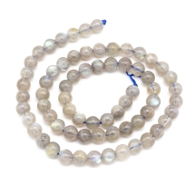 Намистини Натуральний Лабрадорит, Клас А, На нитках, Круглі, Колір: Сірий, Розмір: 6мм, Отвір 1мм, близько 63шт / 37.5см / нитка, (УТ100022692)