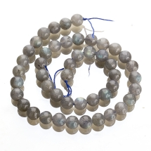 Бусины Натуральный Лабрадорит, Класс А, На нитях, Круглые, Цвет: Серый, Размер: 8мм, Отверстие 1мм, около 48шт/37.5см/нить, (УТ100022693)