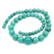 Бусины Натуральный Говлит, на нитях, Круглые, Цвет: Бирюзовый, Размер: 8-19.5мм, Отверстие 0.8-1.4мм, около 42шт/45см/нить, (УТ100022731)