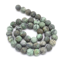 Бусины Натуральная Африканская Бирюза, на нитях, Круглые, Морозный Стиль, Цвет: Черно-бирюзовый, Размер: 8мм, Отверстие: 1мм, около 45шт/38см/нить, (УТ100022736)